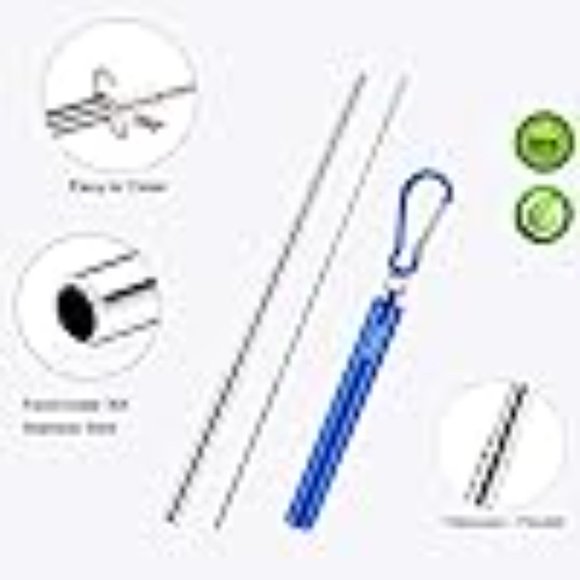 New! Straws Reusable / Collapsible - includes 2 - Picture 4 of 4